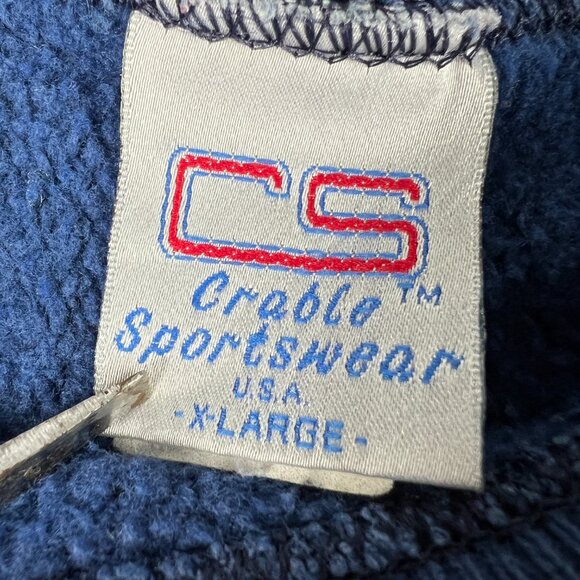 VTG 90s Notre Dame Fightin Irish Sweatshirt Extra Large Blue Thrashed Crewneck - Picture 11 of 16